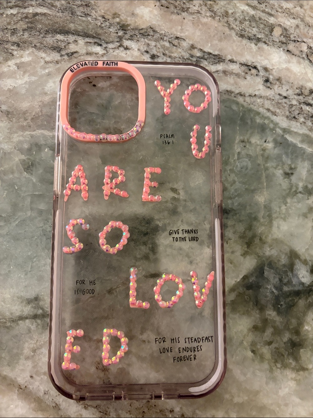 Clear Phone Case with Pink Crystal Lettering - Unbranded